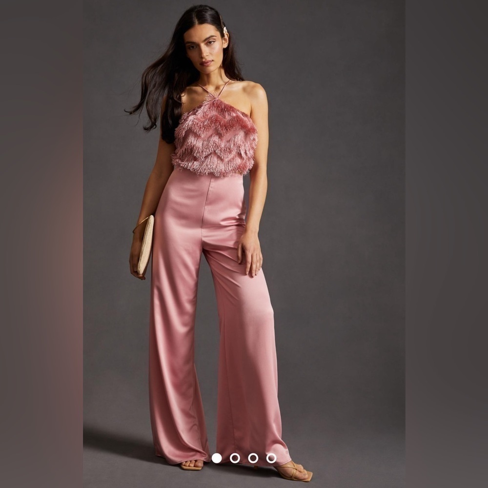 NWT Anthropologie Hutch Feathered Jumpsuit Size 10
